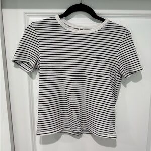 XS Zara Black and White Striped T-Shirt